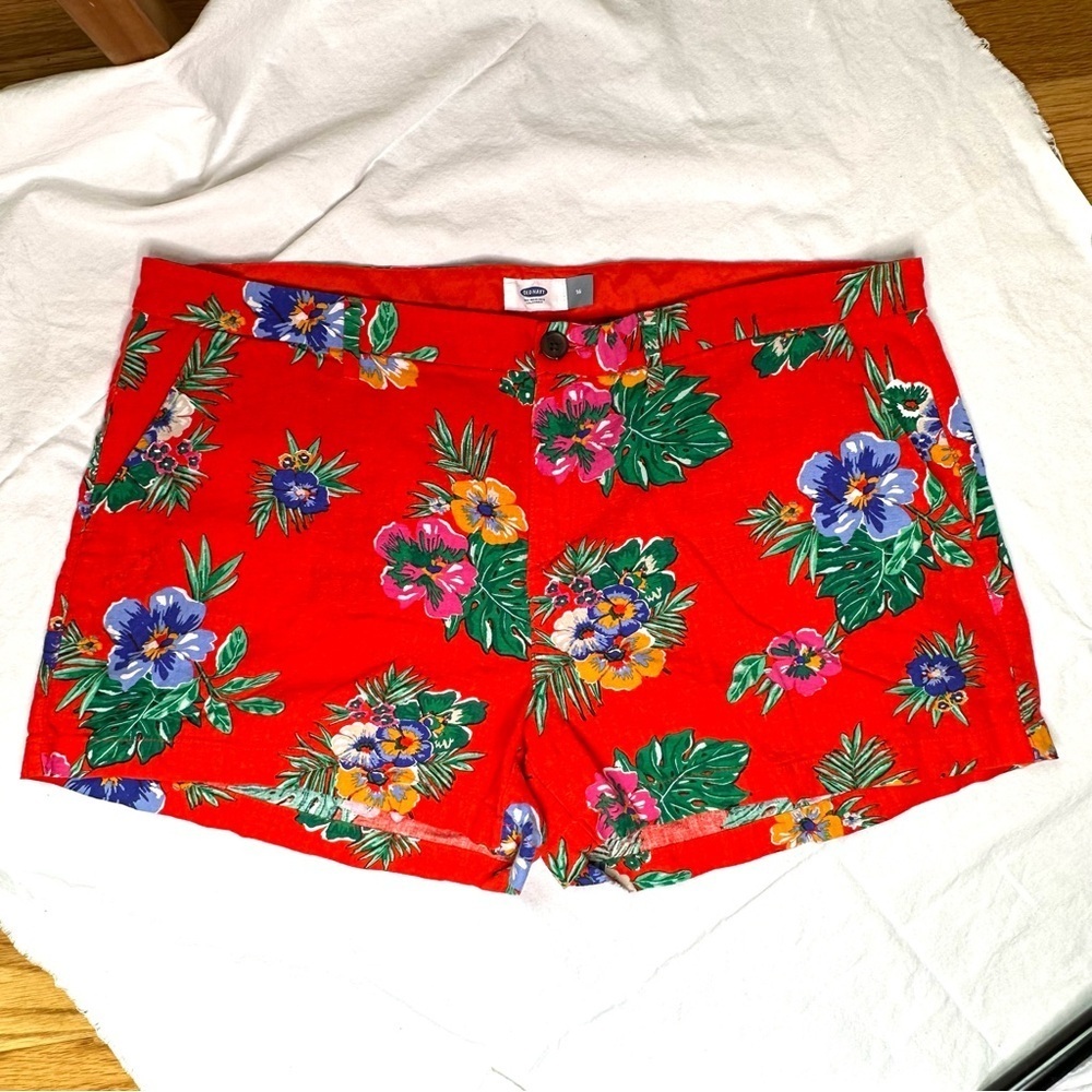 Old Navy 16‎ Red Tropical Linen Blend Shorts​